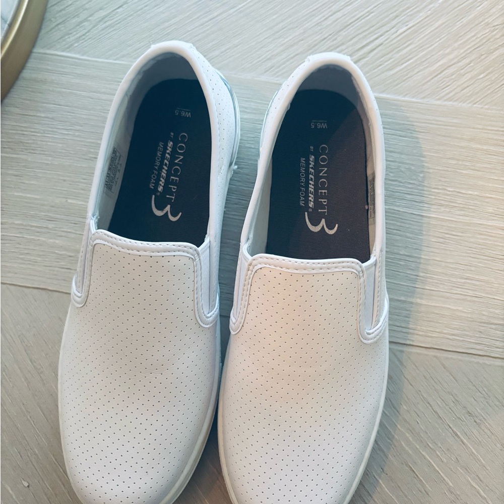 Skechers Women's White Slip-On Slippers